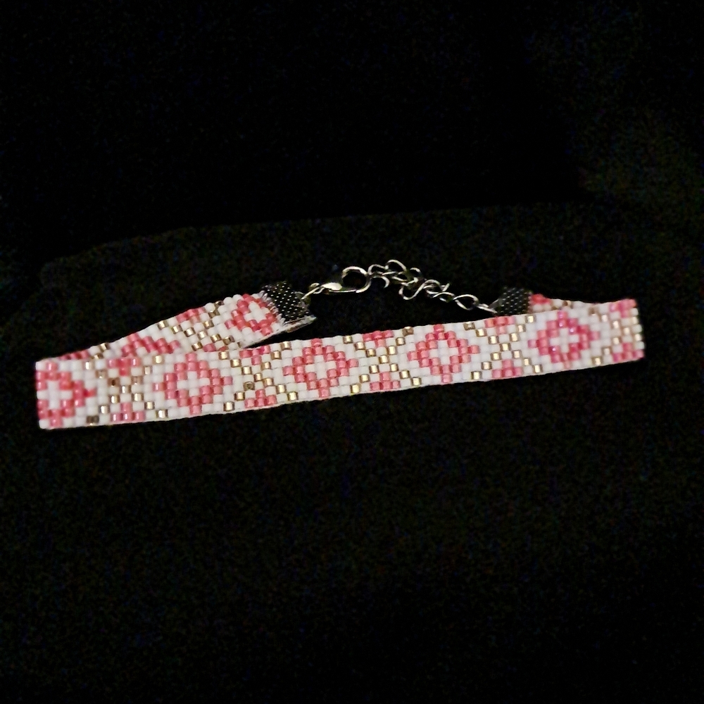 Handmade Rose Scripture Bracelet, Woven, Miyuki Glass Seed Beads, Adjustable